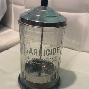 Disinfectant Jar with Silver and Blue Lid